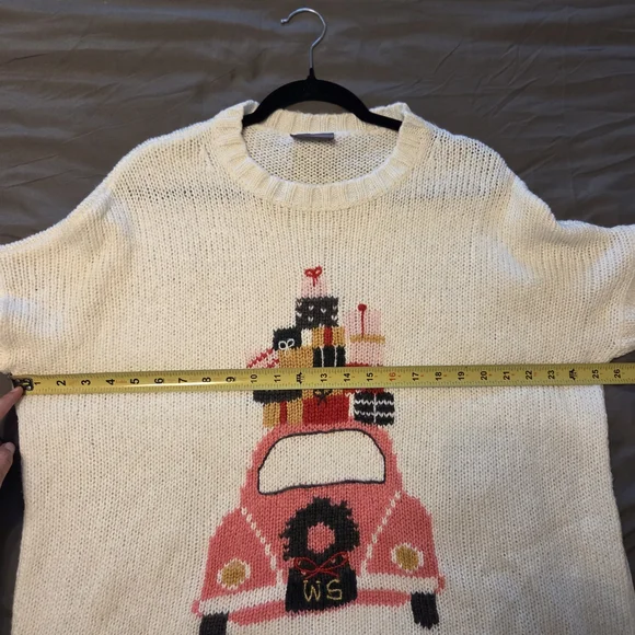 Wooden Ships White Sweater with Pink Car and Gifts Design - Picture 7 of 8